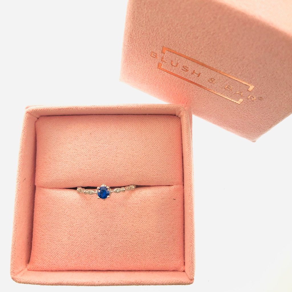 Women’s Blush & Bar Sterling Silver Garen Ring With Blue Stone